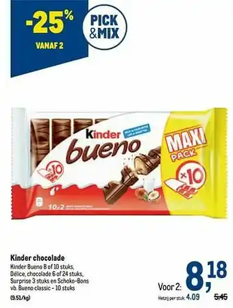 Makro Kinder chocolade bueno classic aanbieding