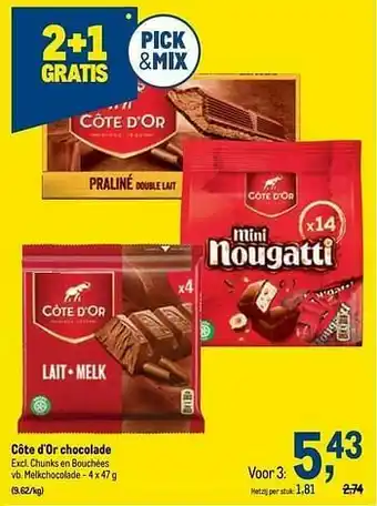 Makro Côte d`or chocolade melkchocolade aanbieding