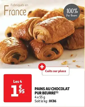 Auchan PAINS AU CHOCOLAT PUR BEURRE 4x55 g aanbieding