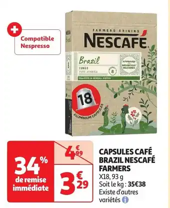 Auchan CAPSULES CAFÉ BRAZIL NESCAFÉ FARMERS aanbieding