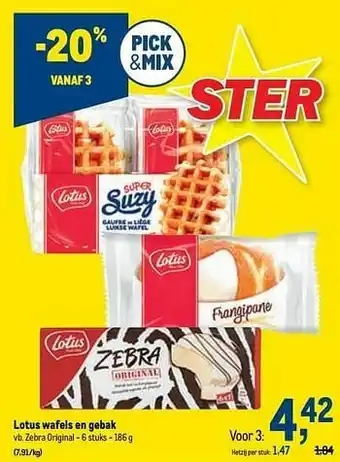 Makro Lotus wafels en gebak zebra original aanbieding
