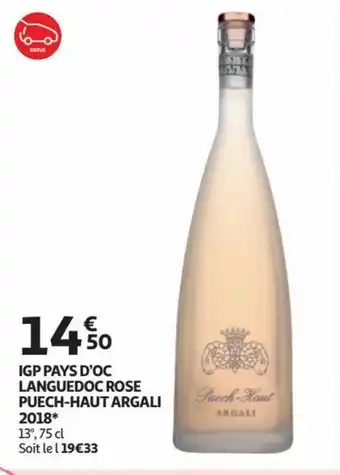 Auchan IGP PAYS D'OC LANGUEDOC ROSE PUECH-HAUT ARGALI 2018 aanbieding