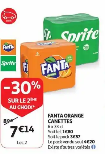 Auchan FANTA ORANGE CANETTES 6 x 33 cl aanbieding