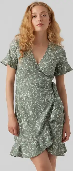 Bol.com Vero moda vmhenna 2/4 wrap frill dress wvn dames jurk - maat m aanbieding