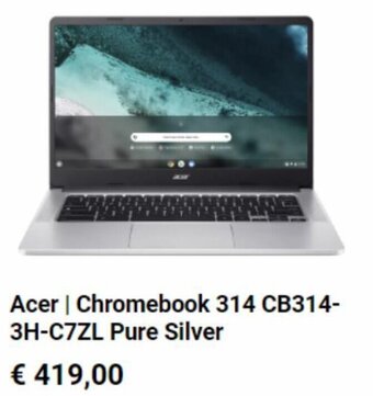 Krëfel Acer Chromebook 314 CB314-3H-C7ZL Pure Silver aanbieding