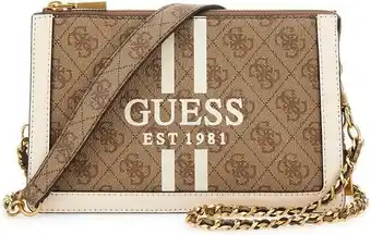 Bol.com Guess abey multi compartment xbody dames tas - latte logo print aanbieding