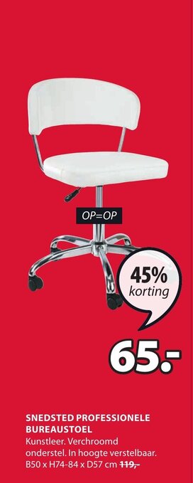 Jysk SNEDSTED PROFESSIONELE BUREAUSTOEL aanbieding
