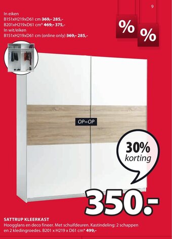Jysk SATTRUP KLEERKAST aanbieding