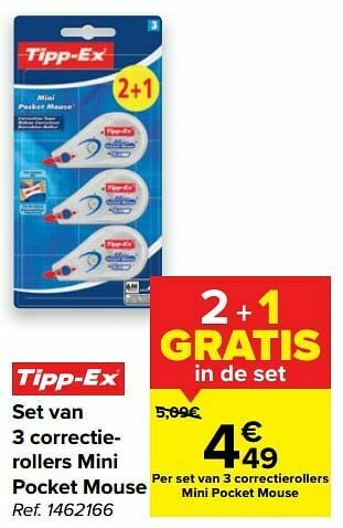 Carrefour Market Set van 3 correctierollers mini pocket mouse aanbieding