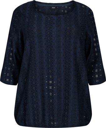 Bol.com Blouse met geborduurd anglaise en 1/2 mouwen aanbieding