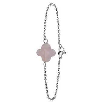Bol.com Lucardi dames armband met rozenkwarts - staal - armband - cadeau - 20 cm - zilverkleurig aanbieding