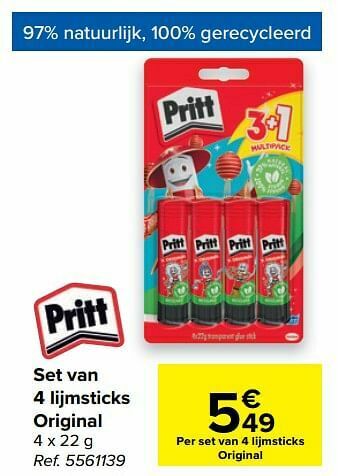 Carrefour Market Set van 4 lijmsticks original aanbieding