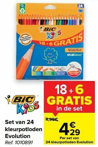 Set van 24 kleurpotloden evolution