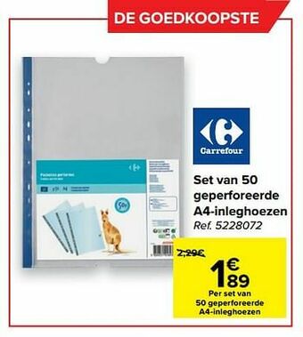 Carrefour Market Set van 50 geperforeerde a4-inleghoezen aanbieding