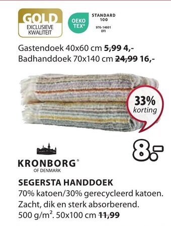 Jysk SEGERSTA HANDDOEK aanbieding