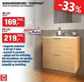 Hubo Badkamermeubel europack aanbieding