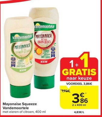 Carrefour Market Mayonaise Squeeze Vandemoortele aanbieding