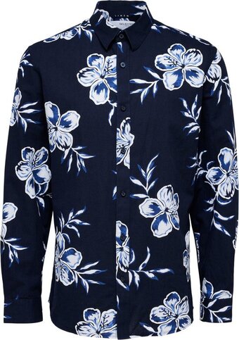 Bol.com Selected homme slhslimnew-linen shirt ls classic w heren - maat l aanbieding