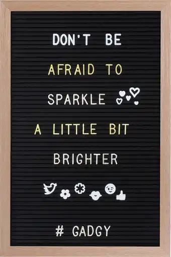 Gadgy letterbord zwart vilt - houten lijst 30x45cm - inclusief 3 kleuren letters etc.- leuk cadeau
