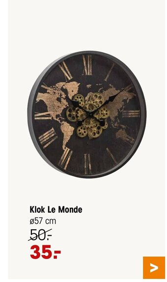Kwantum Klok Le Monde Ø57 cm aanbieding
