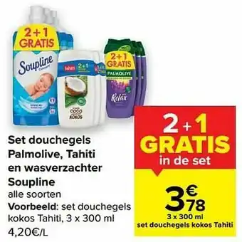Carrefour Market Set douchegels kokos tahiti aanbieding