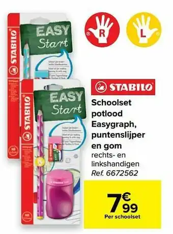 Schoolset potlood easygraph puntenslijper en gom