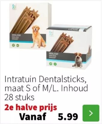 Intratuin Intratuin Dentalsticks, maat S of M/L. Inhoud 28 stuks aanbieding