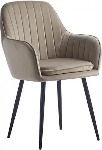 Bol.com Colenis - lavinia eetkamerstoel - set van 6 - beige - fluweel - velvet - industrieel - met armleuning aanbieding