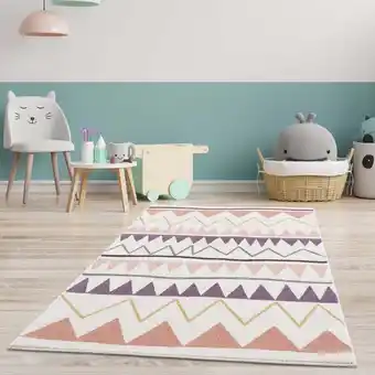 Bol.com Kindertapijt koho driehoekjes & lijntjes kleurrijk vloerkleed - 80x150cm- kinderkamer - babykamer - baby - kids - jongens en aanbieding