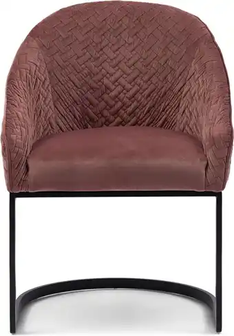 Bol.com Riviera maison stoel met armleuning - lincoln dining armchair - roze - velvet aanbieding