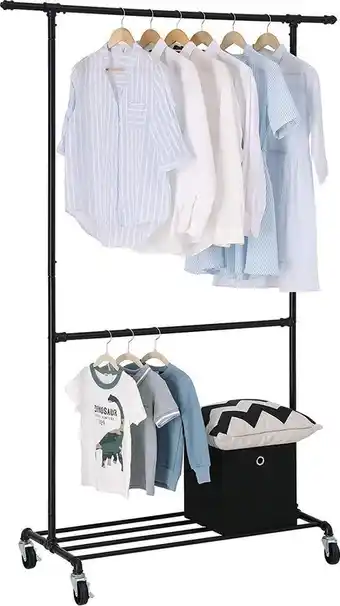 Bol.com Acaza kledingrek metaal - draagcapaciteit 110kg - kledingrekken 130x49x198cm - zwart aanbieding