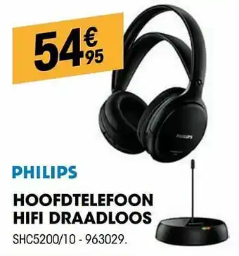 Electro Depot Philips hoofdtelefoon hifi draadloos shc5200-10 aanbieding