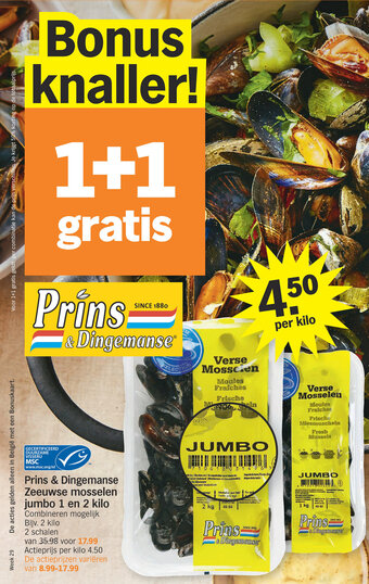 Albert Heijn Prins & Dingemanse Zeeuwse mosselen jumbo 1 en 2 kilo aanbieding