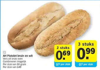 Albert Heijn AH Pistolet bruin en wit aanbieding