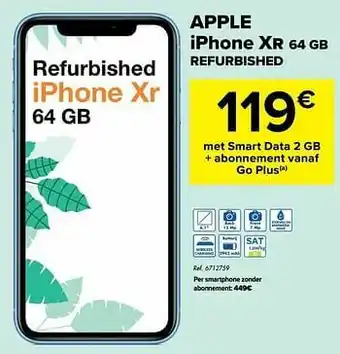 Carrefour Apple iphone xr 64 gb refurbished aanbieding