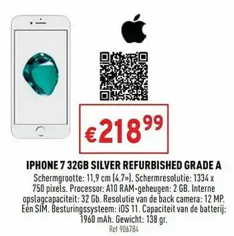 Trafic Apple iphone 7 32gb silver refurbished grade a aanbieding