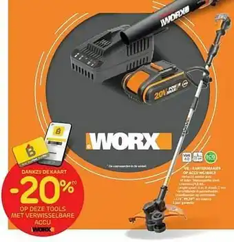 Brico Worx kantenmaaier op accu wg184e.9 aanbieding