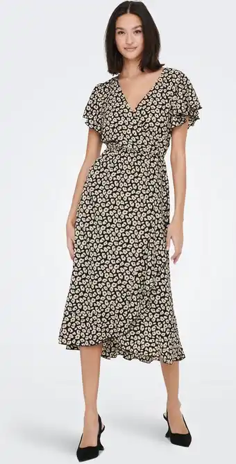 Bol.com Jdy jdypiper milo s/s midi flounce dress wvn dames jurk - maat 34 aanbieding