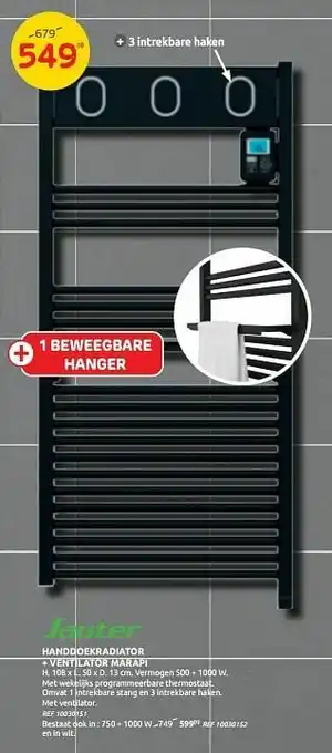 Brico Handdoekradiator + ventilator marapi aanbieding