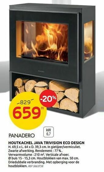 Brico Houtkachel java trivision eco design aanbieding