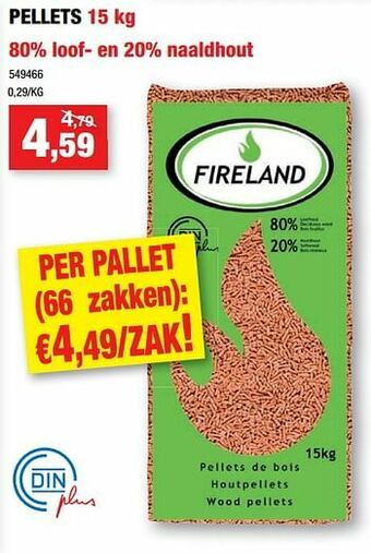 Hubo Pellets 80% loof- en 20% naaldhout aanbieding