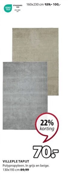 Jysk Villeple tapijt aanbieding