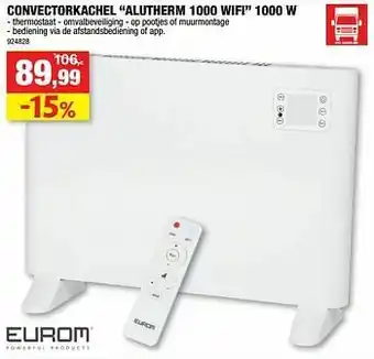 Hubo Eurom convectorkachel alutherm 1000 wifi 1000 w aanbieding