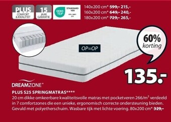 Jysk Plus s25 springmatras aanbieding
