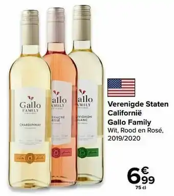 Carrefour Verenigde staten californië gallo family wit, rood en rosé, 2019-2020 aanbieding