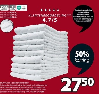 Jysk Brattfjell 4 seizoenendekbed aanbieding