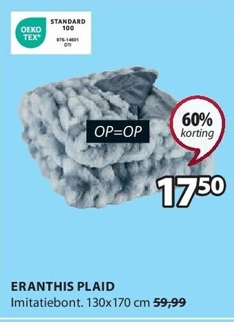 Jysk Eranthis plaid aanbieding