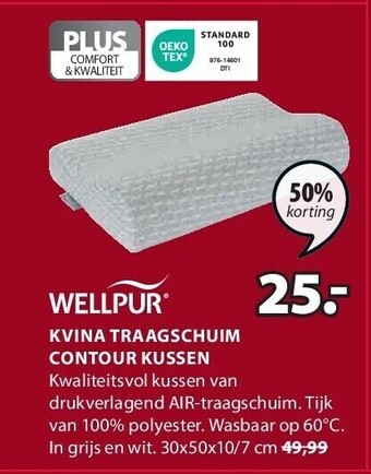 Jysk Kvina traagschuim contour kussen aanbieding