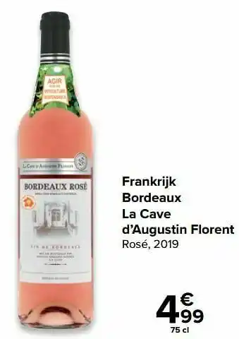 Carrefour Market Frankrijk bordeaux la cave d’augustin florent rosé, 2019 aanbieding
