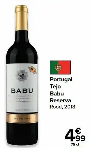Carrefour Market Portugal tejo babu reserva rood, 2018 aanbieding